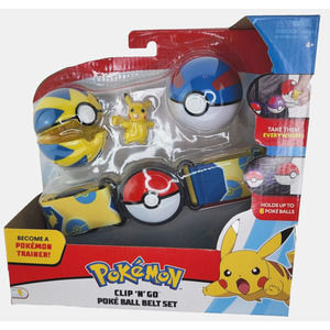 NEW Pokemon Clip 'N' Go Poke Ball Belt Set 2 Poke Balls & Pikachu New SET of  2